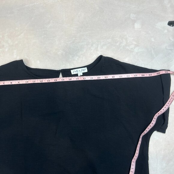 She & Sky Black Women's Top Size Medium Petite - Picture 9 of 11